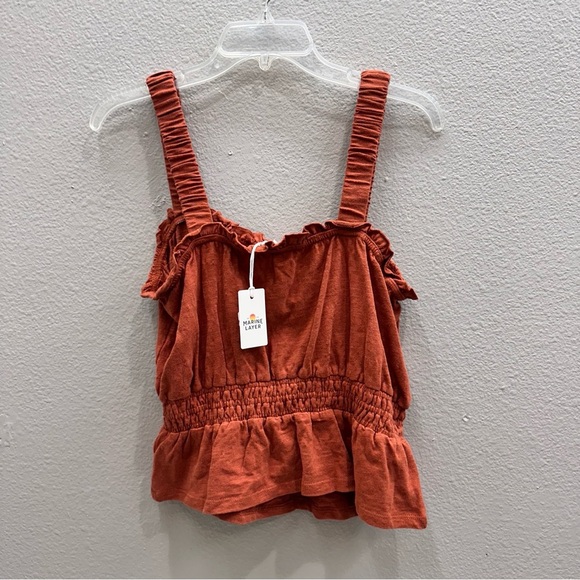 Marine Layer Tank Size S Top Baked Clay Dylan Smocked Sleeveless Fall - Picture 4 of 9